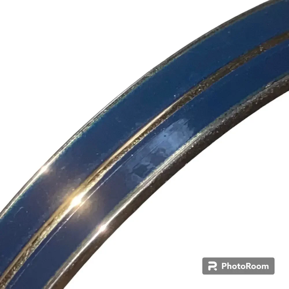 Monet Costume Bracelet Blue Enamel Metal Bangle Signed Vintage Feminine Elegant